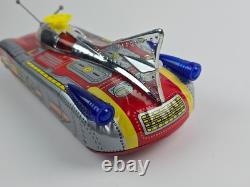 Vintage Tin Litho Space Car Battery operated with floating ball bump'n go Working