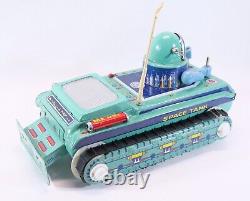 Vintage Tin Litho Space Tank Battery Operated Gyro Action Toy with Box China vid