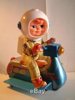 Vintage Tin Masudaya Space Scooter Modern Toys Astronaut Mt Working