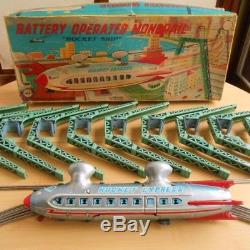 Vintage Tin Toy 1950's LINEMAR Rocket Ship Monorail with box