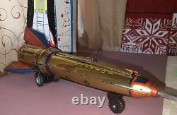 Vintage Tin Toy Interkosmos Holdraketa -gold Space Rocket with Original Box