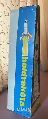 Vintage Tin Toy Interkosmos Holdraketa -gold Space Rocket with Original Box