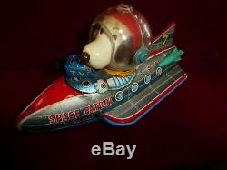 Vintage Tin Toy Masudaya Snoopy Space Patrol Japan Original