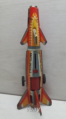 Vintage Tin Toy NAVETA SPATIALA ROCKET AGATEX ROMANIA LEI 45 NI 34584-79. 79