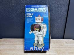 Vintage Tin Toy Robot Space Walkman Silver Electric Toy Showa Retro