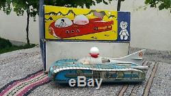 Vintage Tin Toy Space Car Vehicle Holdauto Lemezarugyar Batt. Operated Orig. Box