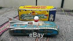 Vintage Tin Toy Space Car Vehicle Holdauto Lemezarugyar Batt. Operated Orig. Box