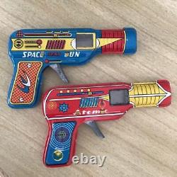 Vintage Tin Toy Space Gun 2Pcs Set Showa Retro Made in Japan