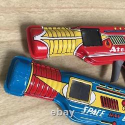 Vintage Tin Toy Space Gun 2Pcs Set Showa Retro Made in Japan