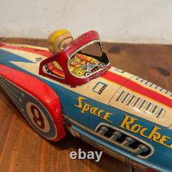 Vintage Tin Toy Space Rocket Collectible from Showa Era Retro Decor Showpiece