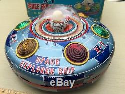 Vintage Tinplate Modern Toys Japan Battery Operated X7 Space Explorer Ship