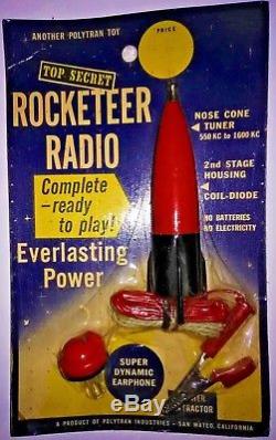 Vintage Top Secret Rocketeer Radio Crystal Rocket 1960 Mint Japan Great AD