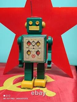 Vintage Toy Robot Space Program Soviet Era Cccp Ussr Wind Up + Key Rare Colours