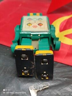 Vintage Toy Robot Space Program Soviet Era Cccp Ussr Wind Up + Key Rare Colours