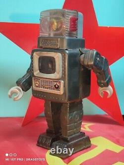 Vintage Toy Robot Space Program Soviet Era Cccp Ussr Wind Up + Key Rare Colours