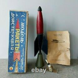 Vintage USSR 70-80' Pump Action Toy Space Rocket Box Papers. Rare