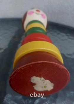 Vintage USSR Space Age Wooden Doll Funny Clown Pyramids Toy
