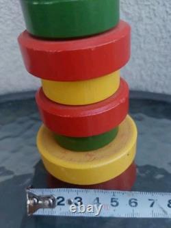 Vintage USSR Space Age Wooden Doll Funny Clown Pyramids Toy