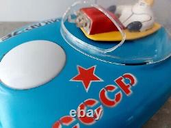 Vintage USSR Tin Toy Flying Saucer Soviet Space Toy of 70's IKAR-7E. Super Rare