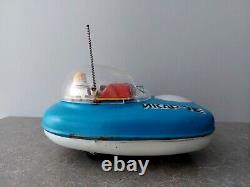 Vintage USSR Tin Toy Flying Saucer Soviet Space Toy of 70's IKAR-7E. Super Rare