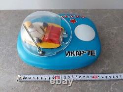 Vintage USSR Tin Toy Flying Saucer Soviet Space Toy of 70's IKAR-7E. Super Rare