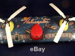 Vintage VERY RARE tin toy SPACE HELICOPTER ME-632 CHINA BATTERY TOY BOXED 1960's