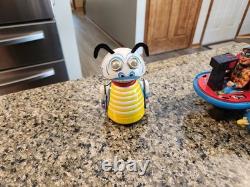 Vintage WORKING 1968 Marx Moon Creature Tin Wind Up Toy #942 and Helicopter