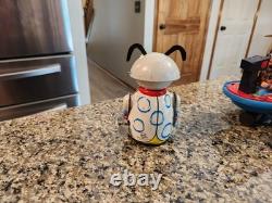 Vintage WORKING 1968 Marx Moon Creature Tin Wind Up Toy #942 and Helicopter