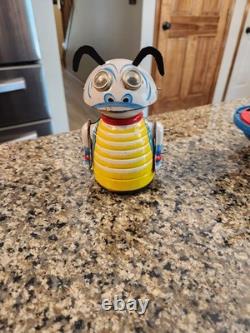 Vintage WORKING 1968 Marx Moon Creature Tin Wind Up Toy #942 and Helicopter