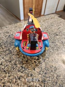 Vintage WORKING 1968 Marx Moon Creature Tin Wind Up Toy #942 and Helicopter