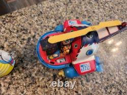Vintage WORKING 1968 Marx Moon Creature Tin Wind Up Toy #942 and Helicopter