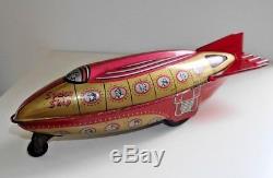 Vintage Wells Brimtoy 194 Space Ship Rocket 1953-54 Rare Tinplate Toy B261