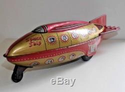 Vintage Wells Brimtoy 194 Space Ship Rocket 1953-54 Rare Tinplate Toy B261