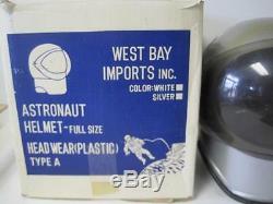 Vintage West Bay Imports Grey Astronaut Helmet Round Full Size Plastic Rare Toy
