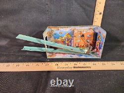 Vintage Wind Up Space Ship On Jumping Bridge/ Road Litho Tin Toy Japan