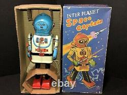 Vintage Wind-up Robot Tin Tom Toy Inter Planet Space Captain Japan Wow 7th Made