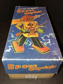 Vintage Wind-up Robot Tin Tom Toy Inter Planet Space Captain Japan Wow 7th Made