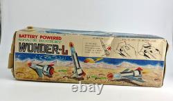 Vintage Wonder-L Space Rocket Japan Battery Powered Toy with Box 1960s Lights Work