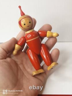 Vintage Wooden Doll Cosmonaut-Astronaut Made in USSR. Space toy