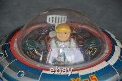 Vintage X-5 Space Ship MT Trademark Battery Litho Tin Toy, Japan