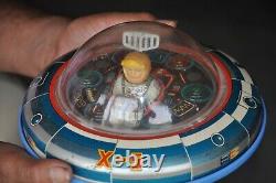Vintage X-5 Space Ship MT Trademark Battery Litho Tin Toy, Japan