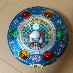 Vintage X-7 SPACE SHIP UFO High Mecha Series TIN Toy Masudaya Working From Japan
