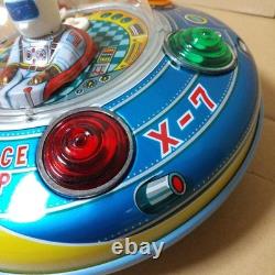 Vintage X-7 SPACE SHIP UFO High Mecha Series TIN Toy Masudaya Working From Japan