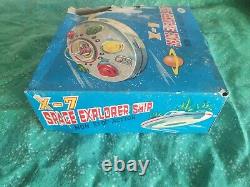 Vintage X 7 Space Explorer MT Trademark Battery Litho Tin Toy, Japan boxed