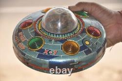 Vintage X-7 Space Explorer Ship MT Trademark Battery Litho Tin Toy, Japan