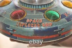 Vintage X-7 Space Explorer Ship MT Trademark Battery Litho Tin Toy, Japan