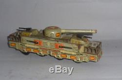 Vintage Yonezawa Military train Armored Train Japan tin friction toy