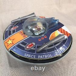 Vintage Yonezawa Space Patrol 2019 Flying Saucer Tin Battery Operated Toy Japan