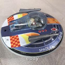 Vintage Yonezawa Space Patrol 2019 Flying Saucer Tin Battery Operated Toy Japan