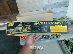 Vintage Yonezawa, Space Trip Station in Original Box Tin litho toy